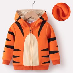 Kookie Kids Full Sleeves Hooded Sweat Jacket With Tiger Print - Orange-picture-25