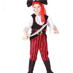 Little Surprise Box Half Sleeves Pirates Costume With Headgear - Red-picture-24
