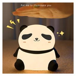COZY VIBES Panda Night Ligt for Kids, LED Cute Toddler Night Light for Kids Room, 3 Level Dimmable Nursery Nightlights Silicone Animal Night Lamp for Bedroom Room Decor - PACK OF 1 - COLOR MAY VARY-picture-3