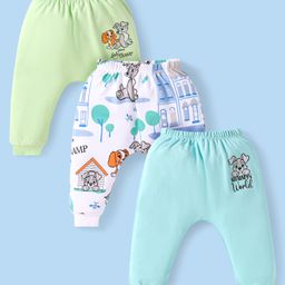 Babyhug Disney Interlock Knit Full Length Diaper Leggings With Lady & The Tramp Graphic Pack Of 3 - Light Blue & Light Green-image-37