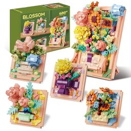 Elecart Flowers Building Set for Women - 4 In 1 3D Flower Picture Frames Building Sets, Rose Sunflower Botanical Collection Home Office Decor, Ideas Gift for Valentine Mother's Day Birthday Xmas Girls Adults-17