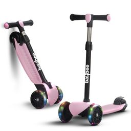 Baybee Zoomie Kick Scooter for Kids, Foldable Kids Scooter with 4 Height Adjustable Handle & Brake, Skate Scooter with LED PU Wheels (Pink)-picture-18