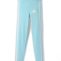 Adidas Kids Cotton Knit Full Length Tights with Tape Detailing - Aqua Blue-picture-17