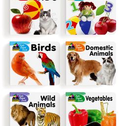 Kids Board Books, ABC, Numbers, Birds, Domestic Animals, Wild Animals, Vegetables, Set of 6 Books - English-79