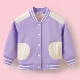 Mark & Mia Full Sleeves Solid Color Bomber Jacket with Pocket - Purple-image-45