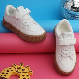 TRUFFLE COLLECTION Velcro Closure Arrow Patch Embroidered Sneakers - White-picture-12