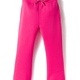 Kookie Kids India Cotton Knit Full Length Fit & Flared Solid Colour Pant - Pink-image-31