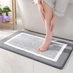 SYGA Non-Slip Polyester Bathroom & Door Mat Quick-Dry, Absorbent & Anti-Slip Floor Mat (Light Gray)-picture-29