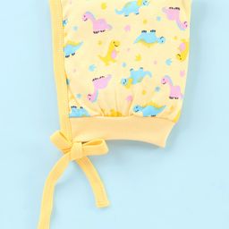 Child World Interlock Knit Cap Mitten & Booties Dino Print Yellow-Diameter 10 cm image 2
