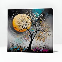 OLIVE TREE Grey & Yellow Canvas Floral and Botanical Wall Paintings-16