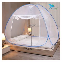 Evafly Mosquito Net For Double Bed King Size Strong Net High Durability Foldable Corrosion Resistant Lightweight- Blue image 3