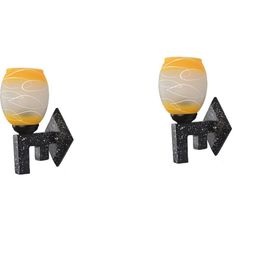 1ST TIME Pack of 2 Yellow & White Printed Glass Cylinder Shaped Wall Lamp-picture-9
