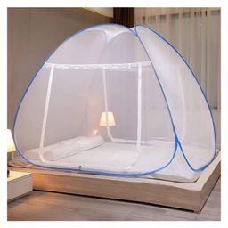 Evafly Mosquito Net For Double Bed King Size Strong Net High Durability Foldable Corrosion Resistant Lightweight- Blue image 4