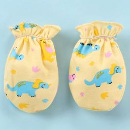 Child World Interlock Knit Cap Mitten & Booties Dino Print Yellow-Diameter 10 cm image 4