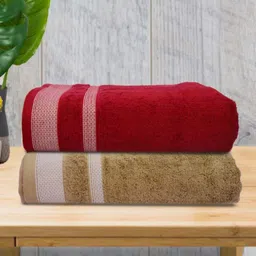 Myntra Elegant Homes Red & Green 2 Piece Printed Cotton 400 GSM Towel Set-image-96