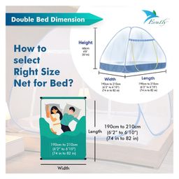 Evafly Mosquito Net For Double Bed King Size Strong Net High Durability Foldable Corrosion Resistant Lightweight- Blue image 5