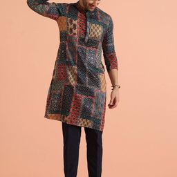 KISAH Men Ethnic Motifs Printed Sequinned Kurta-image-63