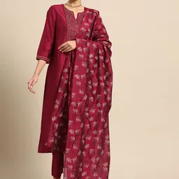 Anouk Women Red Yoke Design Kurta with Palazzos & With Dupatta-57