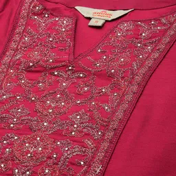 Anouk Women Red Yoke Design Kurta with Palazzos & With Dupatta image 4