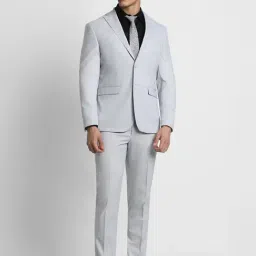 Peter England Grey Slim Fit Texture Two Piece Suit-image-29