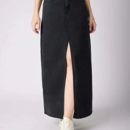 Globus Grey Plain Bodycon Skirt-image-70