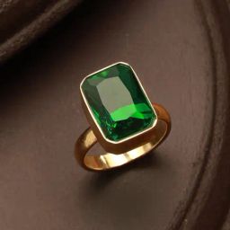Saraf RS Jewellery Gold plated Sapphire Emerald Green Rectangular Minimal Adjustable Finger Ring-picture-17