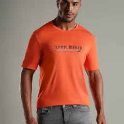 TOMMY HILFIGER Orange Logo Regular Fit Cotton T-Shirt-picture-11
