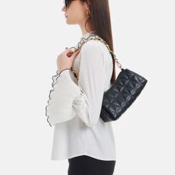 Kazo Black Synthetic Quilted Shoulder Handbag-image-90