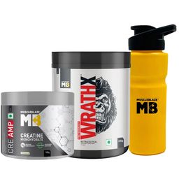 MuscleBlaze Pre Workout WrathX & Creatine Monohydrate CreAMP 0.22 lb & Sipper Combo-6