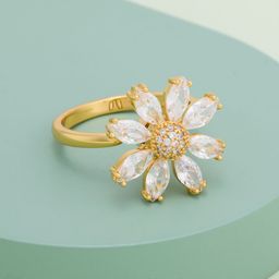 Kushal's Fashion Jewellery Gold-Plated Zircon Studded AdjustableRing-image-85