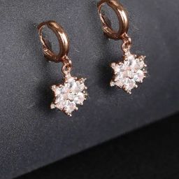 Priyaasi Artificial Stone Rose Gold-Plated Drop Earrings-image-49