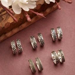 NVR Women's German Silver Toe Rings - Set of 5-image-72