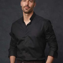 Rare Rabbit Black Tailored Fit Solid Shirt-image-35