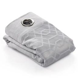 Saral Home Grey Cotton Geometric Curtain-4