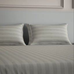 Mulberry Living Cotton Stripes Grey 300 TC Super King Size Bedsheet with 2 Pillow Covers-image-89