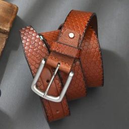 Clog London Tan Textured Leather Casual Belt-image-13