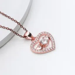 GIVA Anushka Sharma 92.5 Sterling Silver Rose Gold-Plated Love Heart Pendant with Link Chain-image-30
