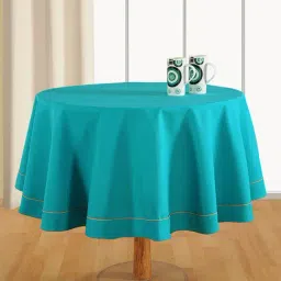 Swayam Aqua 6 Seater Cotton 200 TC Round 6 Seater Round Table Cover   - Set of 1-44