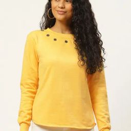Belle Fille Yellow Embellished Sweatshirt-image-0