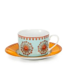 Home4U Ismerie Printed Multicolor Porcelain Cup & Saucer - Set Of 2, (220ml) image 2