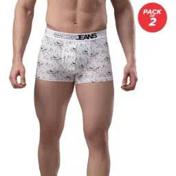 UnderJeans by Spykar White Printed Trunks - Pack of 2-image-27