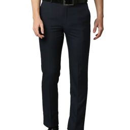 Park Avenue Navy Regular Fit Flat Front Trousers-image-54