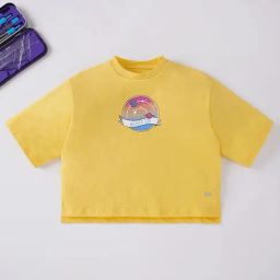 Ed-a-Mamma Kids Yellow Printed  T-Shirt-image-44