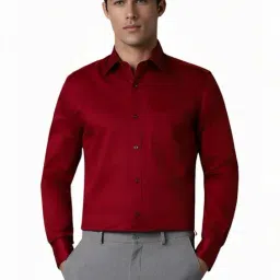 Louis Philippe Maroon Regular Fit Shirt-image-12