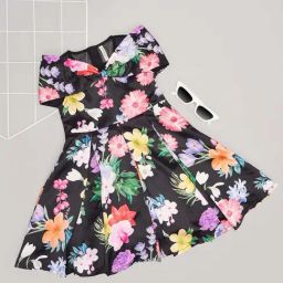 Pantaloons Junior Girls Jet Black Floral Casual Dresses-picture-27
