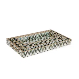 Home4U Mento Nested Chevron Multicolor MDF Tray (3 Pcs) image 2