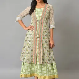 Aurelia Women White Floral Print Chiffon Dress with Shrug-9