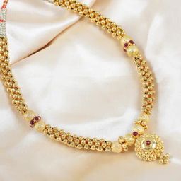 P.N.Gadgil Jewellers Urvisha Gold 22k Kolhapuri Thushi Necklace-image-4