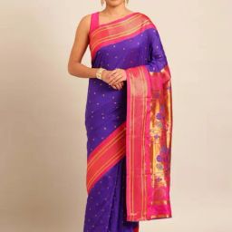 Varkala Silk Sarees Purple & Pink Woven Saree With Unstitched Blouse-picture-38