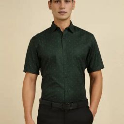 Allen Solly Green Cotton Slim Fit Printed Shirt-picture-11